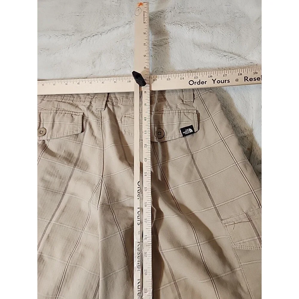 The North Face Mens Shorts Size 34 Axey Grid Print Cargo Hiking Light Brown‎ Tan